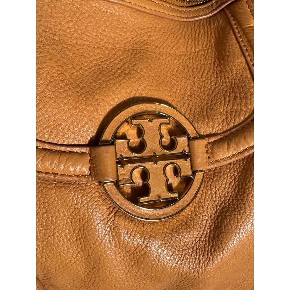 Tory Burch Tan Pebbled Leather Hobo Shoulder Bag Crossbody with Dust Bag large